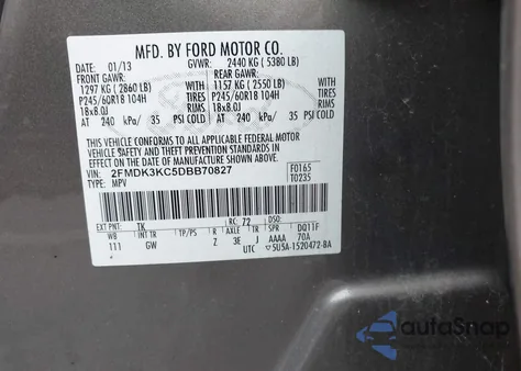 2013 Ford Edge Limited из США, поврежденный, VIN 2FMDK3KC5DBB70827